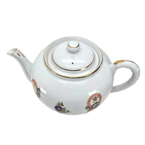 Vintage Chinese Teapot + 6 Tea Cups With Children Symbol Designs JE117/319/320 - Picture 16 of 16